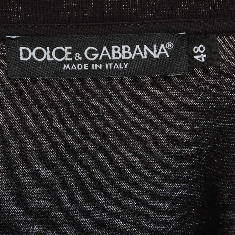 Pre Owned Dolce & Gabbana Black Jersey DG Detail T-Shirt M