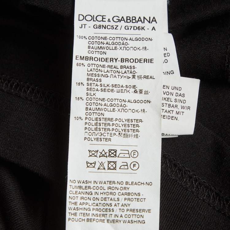 Pre Owned Dolce & Gabbana Black Jersey DG Detail T-Shirt M