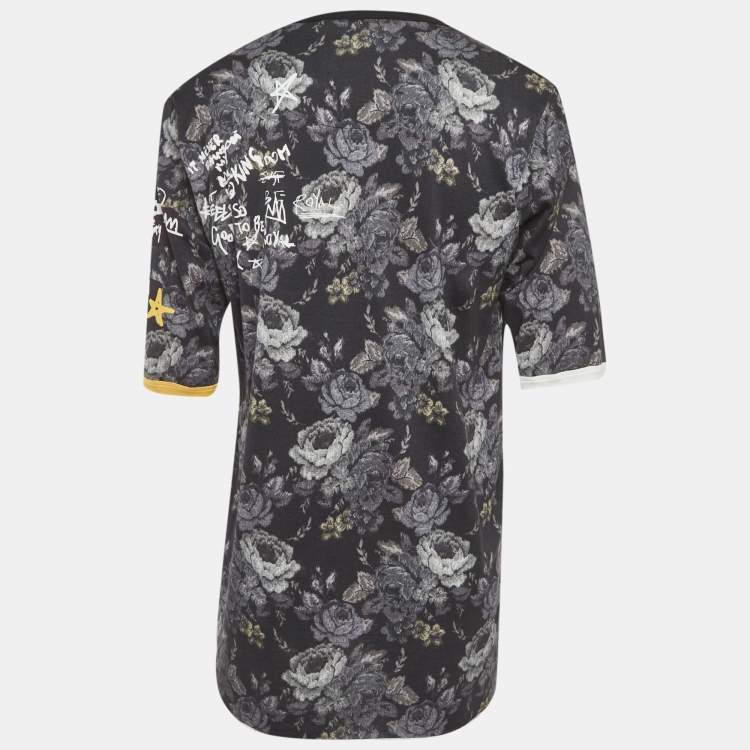 Pre Owned Dolce & Gabbana Black Printed Jersey Longline T-Shirt M
