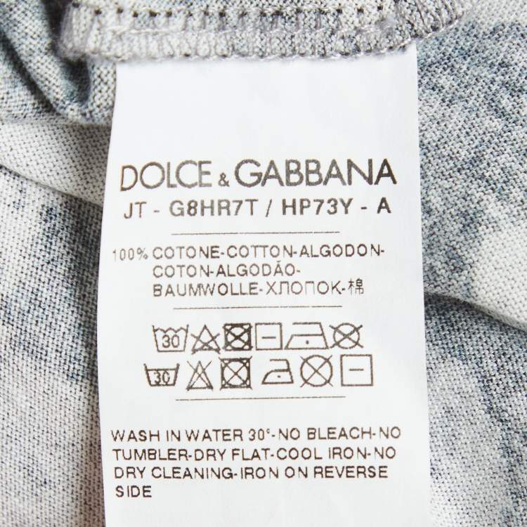 Pre Owned Dolce & Gabbana Black Printed Jersey Longline T-Shirt M