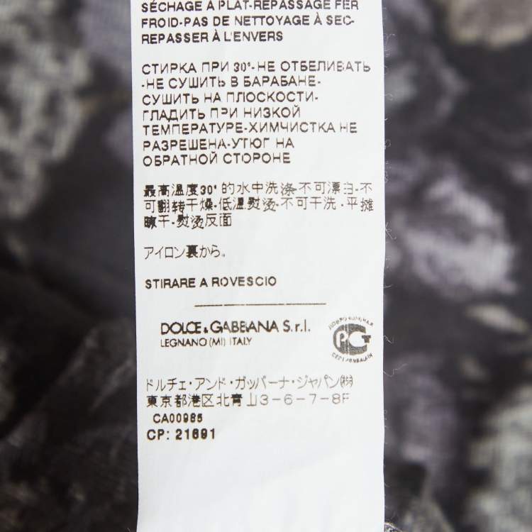 Pre Owned Dolce & Gabbana Black Printed Jersey Longline T-Shirt M