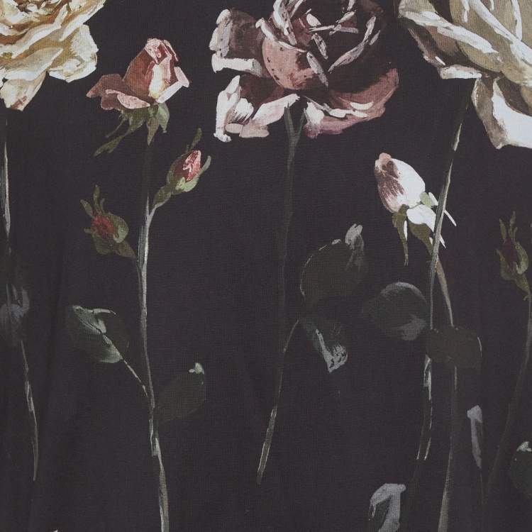 Pre Owned Dolce & Gabbana Blue Floral Print Jersey T-Shirt L