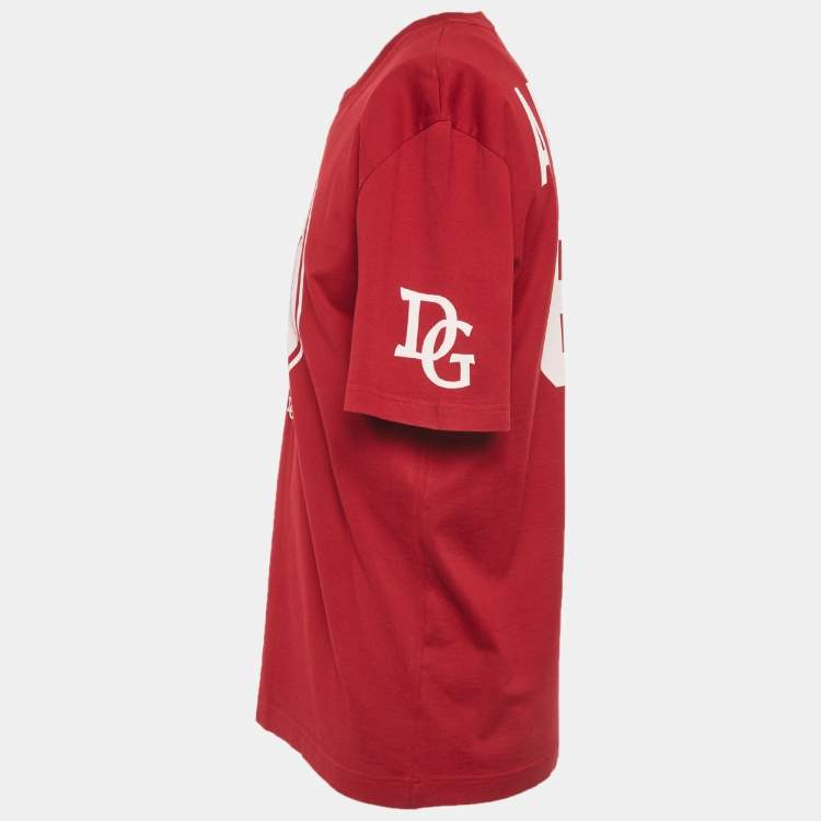 Pre Owned Dolce & Gabbana Red King Print Jersey T-Shirt L