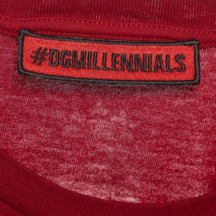 Pre Owned Dolce & Gabbana Red King Print Jersey T-Shirt L