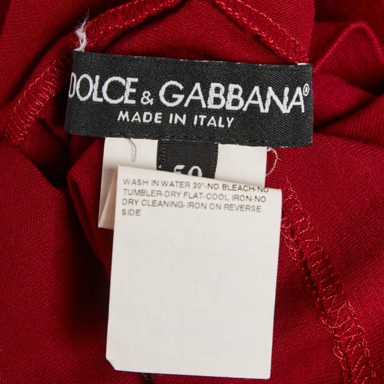 Pre Owned Dolce & Gabbana Red King Print Jersey T-Shirt L
