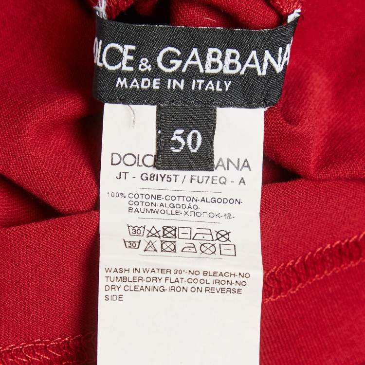 Pre Owned Dolce & Gabbana Red King Print Jersey T-Shirt L