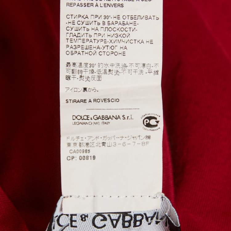 Pre Owned Dolce & Gabbana Red King Print Jersey T-Shirt L