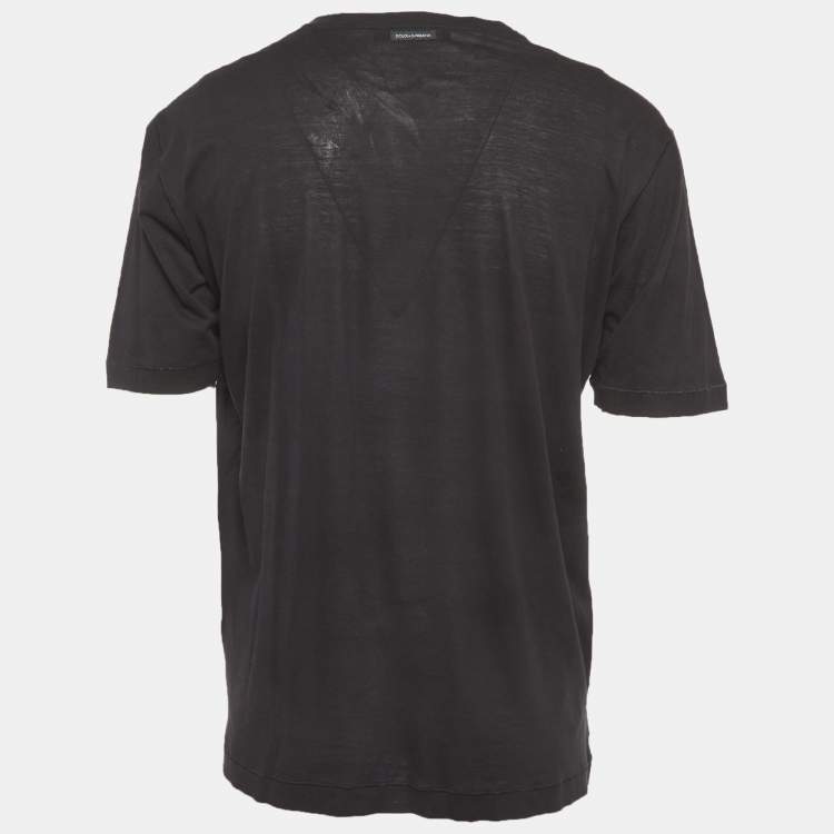 Pre Owned Dolce & Gabbana Black Jersey Patchwork T-Shirt L