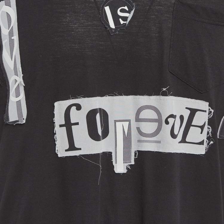 Pre Owned Dolce & Gabbana Black Jersey Patchwork T-Shirt L