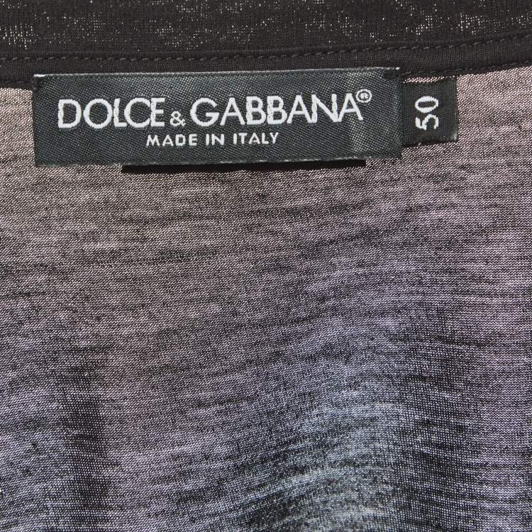 Pre Owned Dolce & Gabbana Black Jersey Patchwork T-Shirt L