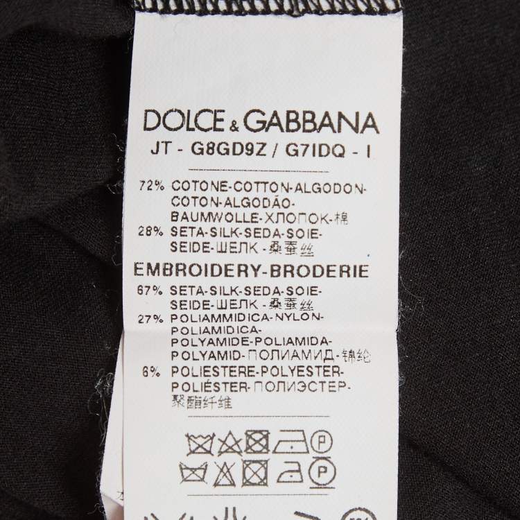 Pre Owned Dolce & Gabbana Black Jersey Patchwork T-Shirt L