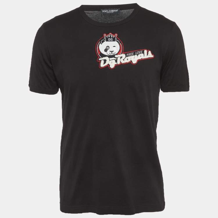 Pre Owned Dolce & Gabbana Black Applique Jersey T-Shirt XL