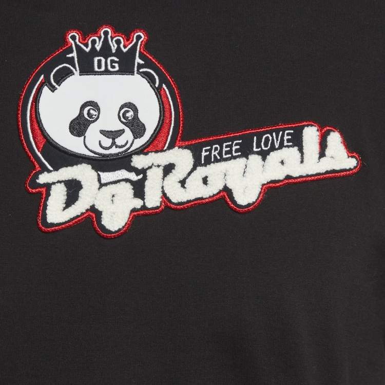 Pre Owned Dolce & Gabbana Black Applique Jersey T-Shirt XL