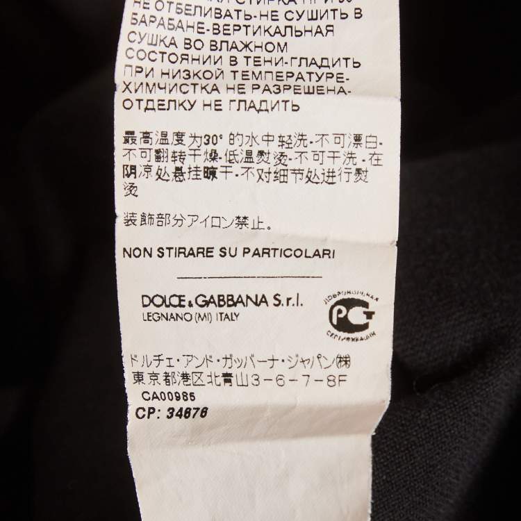 Pre Owned Dolce & Gabbana Black Applique Jersey T-Shirt XL