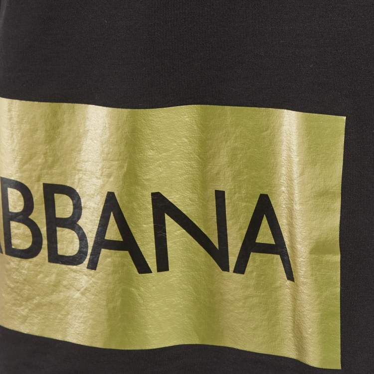 Pre Owned Dolce & Gabbana Black Printed Jersey T-Shirt L