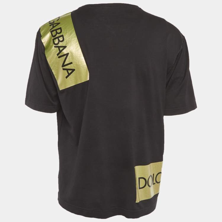 Pre Owned Dolce & Gabbana Black Printed Jersey T-Shirt L
