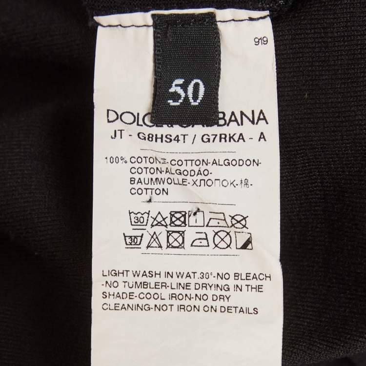 Pre Owned Dolce & Gabbana Black Printed Jersey T-Shirt L