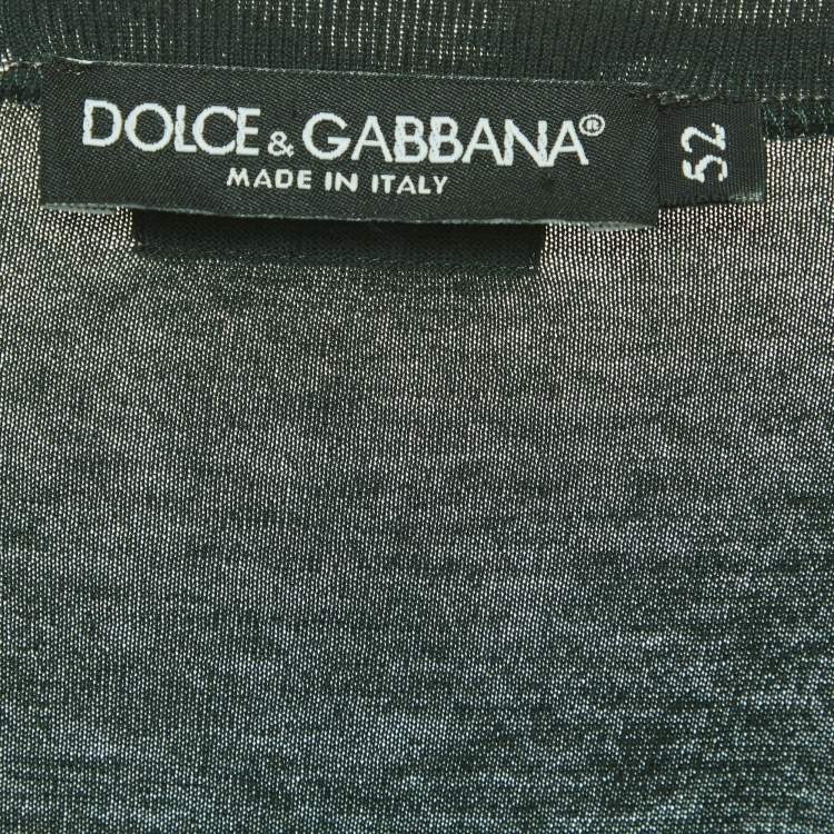 Pre Owned Dolce & Gabbana Green Floral Embroidered Jersey T-Shirt XL