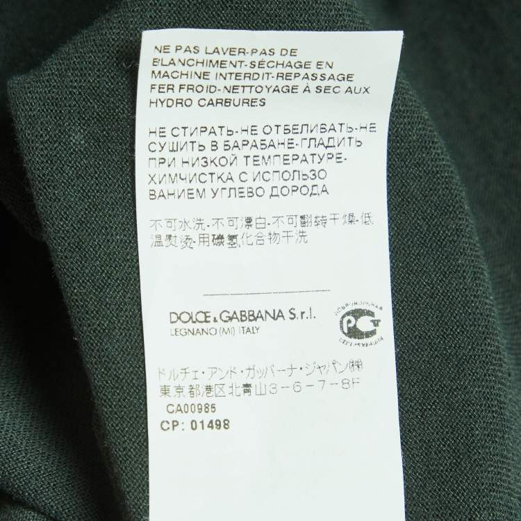 Pre Owned Dolce & Gabbana Green Floral Embroidered Jersey T-Shirt XL