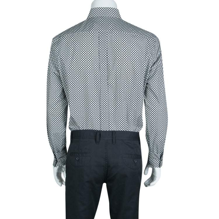 Pre Owned Dolce & Gabbana Gold Monochrome Circle Print Long Sleeve Button Front Shirt XL