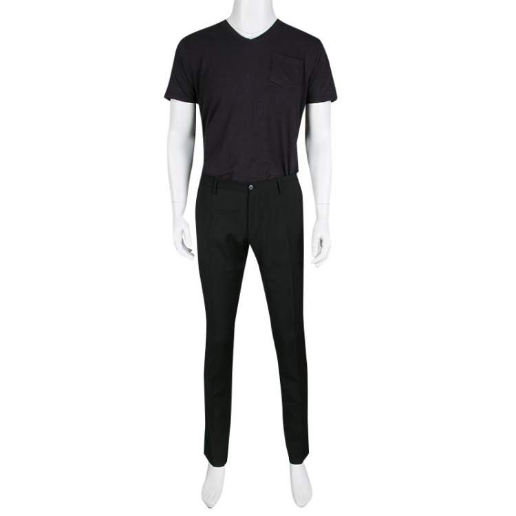 Pre Owned Dolce & Gabbana Black Wool Tailored Trousers L
