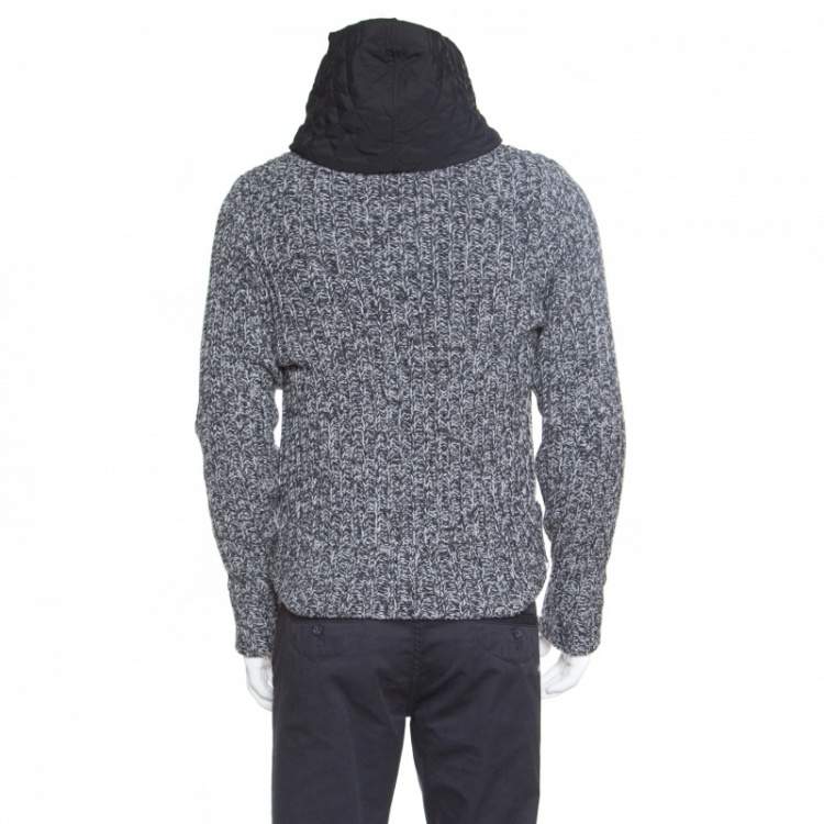 Pre Owned Dolce & Gabbana Grey Melange Wool Quilted Vest Underlay Zip Front Hooded Jacket S