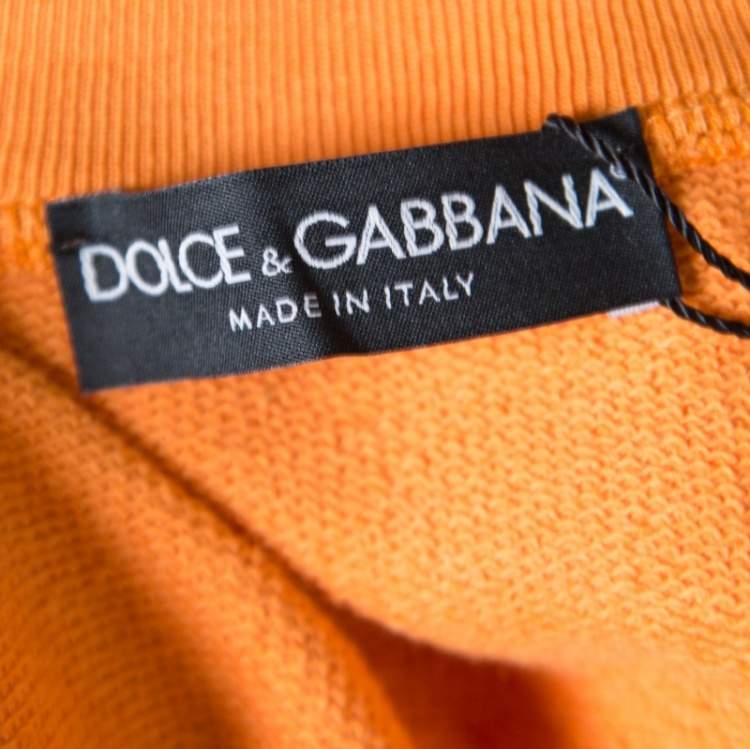 Pre Owned Dolce & Gabbana Orange Zip Front Hoodie XS
