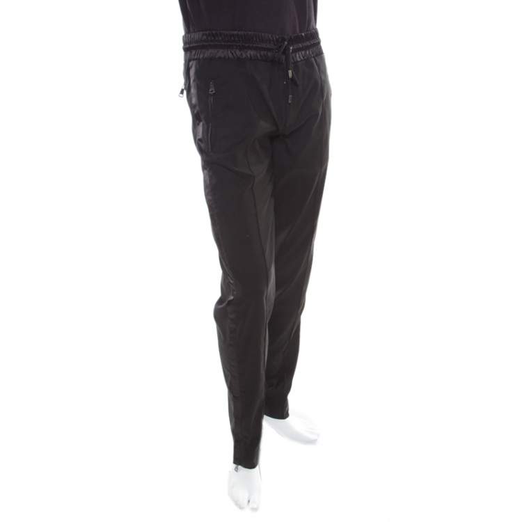 مملوكة مسبقًا Dolce & Gabbana Black Wool Drawstring Detail Track Pants S