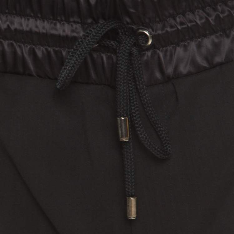 مملوكة مسبقًا Dolce & Gabbana Black Wool Drawstring Detail Track Pants S