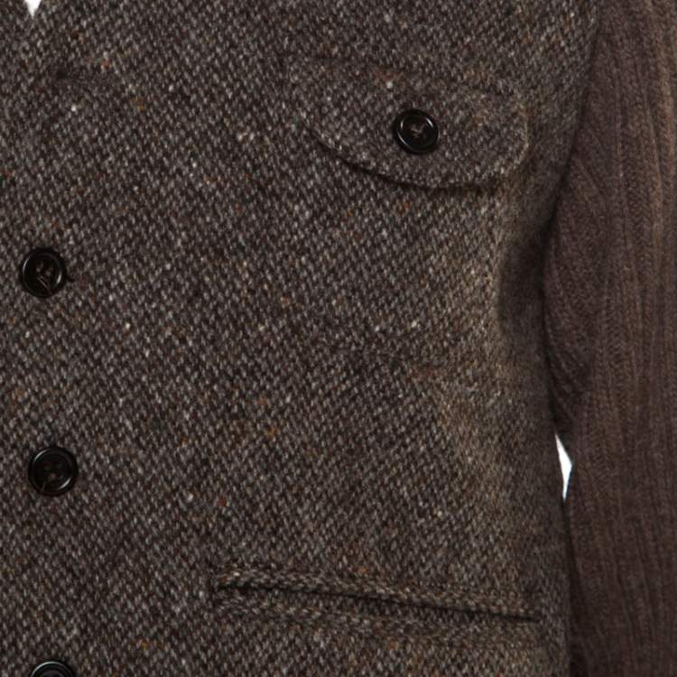 Pre Owned Dolce & Gabbana Brown Cotton Wool Tweed Waistcoat Blazer S