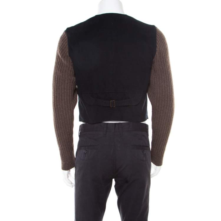 Pre Owned Dolce & Gabbana Brown Cotton Wool Tweed Waistcoat Blazer S