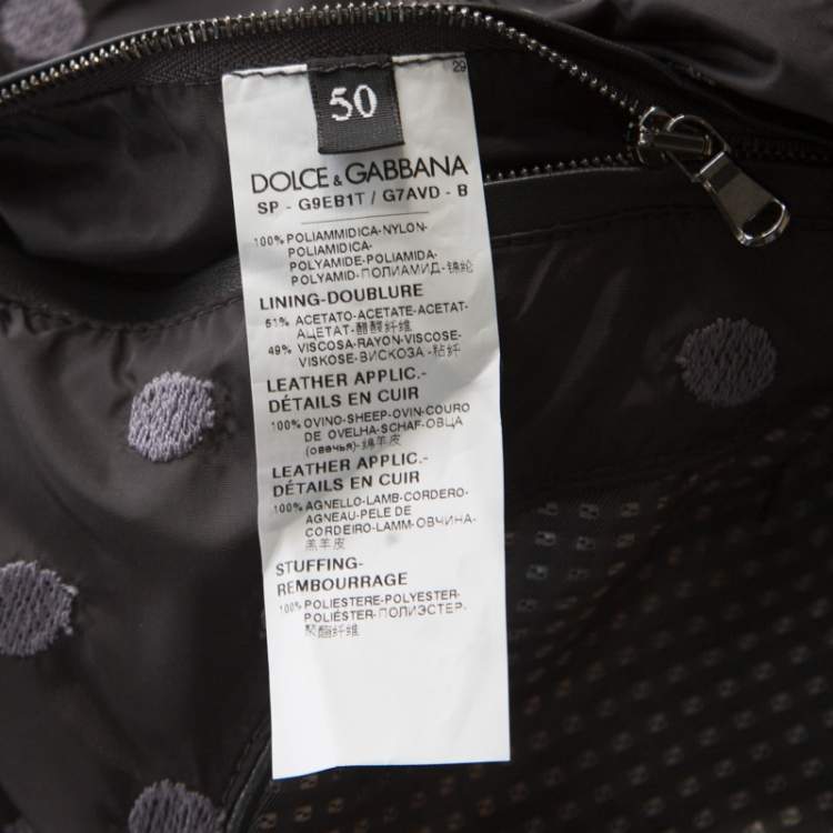 Pre Owned Dolce & Gabbana Black Polka Dot Embroidered Zip Front Bomber Jacket L