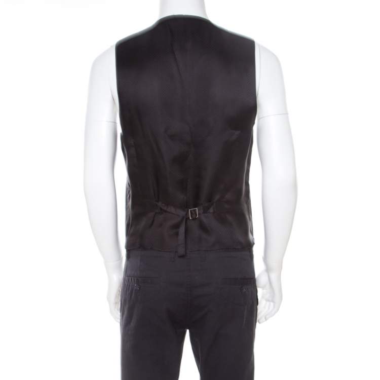 Pre Owned Dolce & Gabbana Black Wool and Silk Tailored Waistcoat M