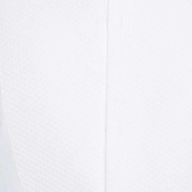 Pre Owned Dolce & Gabbana Gold Optic White Cotton Textured Bib Detail Tuxedo Shirt M