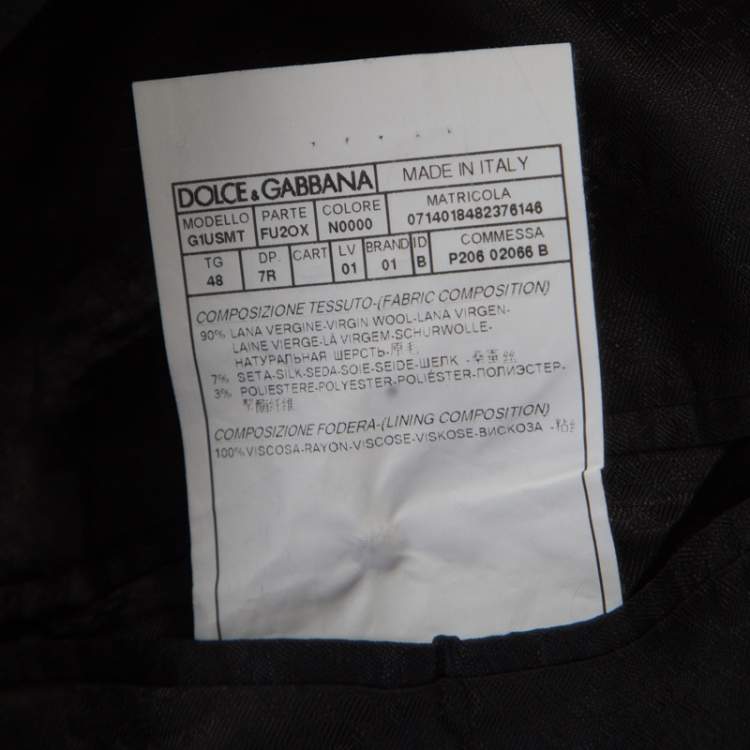 Pre Owned Dolce & Gabbana Maritini Black Wool and Silk Tuxedo Suit M