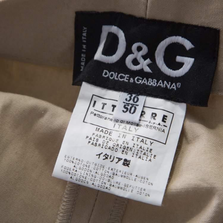 Pre Owned Dolce & Gabbana Beige Cotton Drawstring Waist Straight Fit Trousers L 