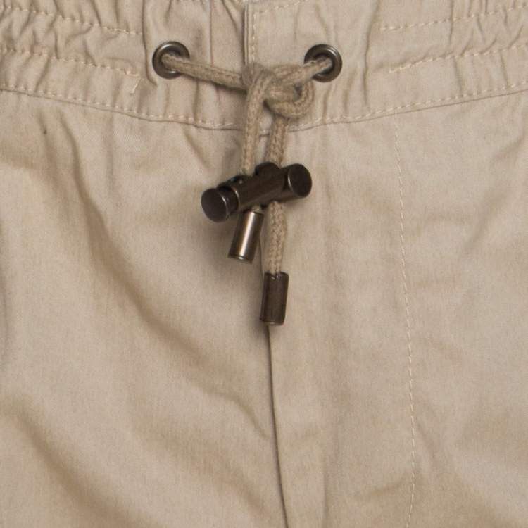 Pre Owned Dolce & Gabbana Beige Cotton Drawstring Waist Straight Fit Trousers L 