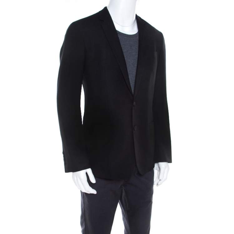 Pre Owned Dolce & Gabbana Martini Black Textured Wool Tailored Blazer M