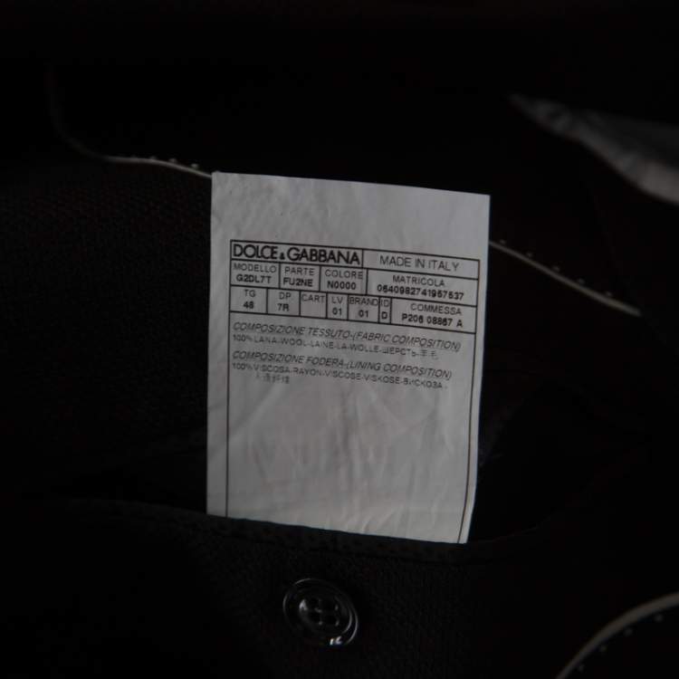 Pre Owned Dolce & Gabbana Martini Black Textured Wool Tailored Blazer M