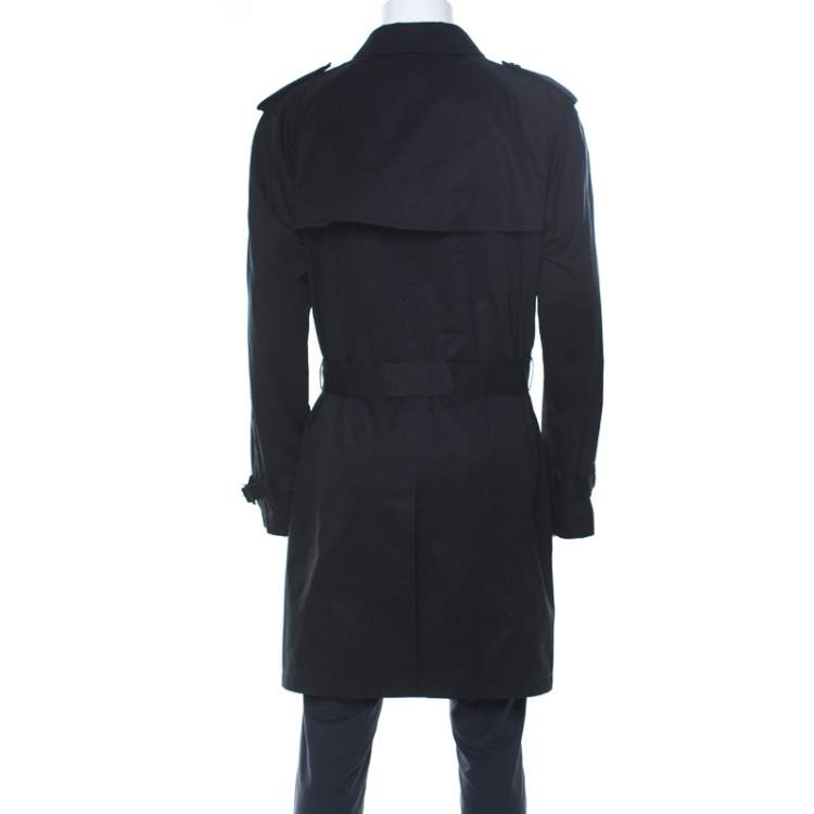 Pre Owned Dolce & Gabbana Black Cotton Double Breasted Belted Coat XXL 