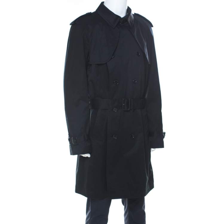 Pre Owned Dolce & Gabbana Black Cotton Double Breasted Belted Coat XXL 