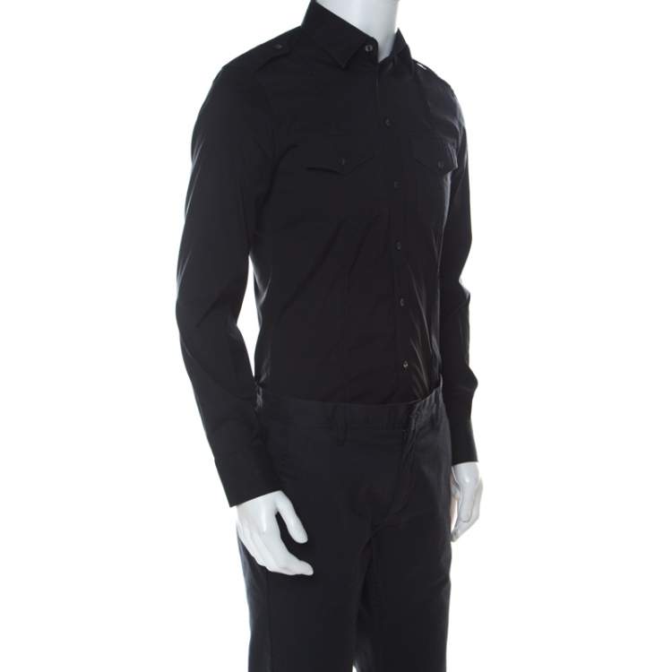 Pre Owned Dolce & Gabbana Black Cotton Blend Full Sleeve Brad Shirt M