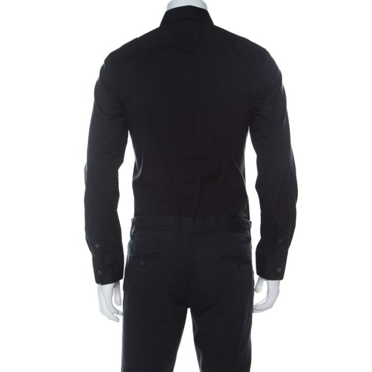 Pre Owned Dolce & Gabbana Black Cotton Blend Full Sleeve Brad Shirt M