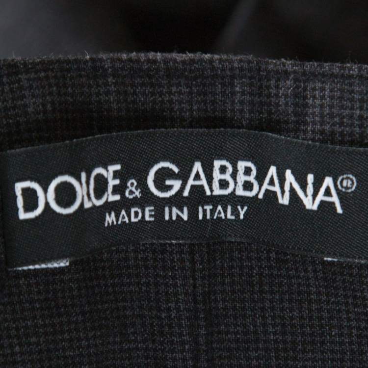 Pre Owned Dolce & Gabbana Grey Micro Houndstooth Cotton Shorts L