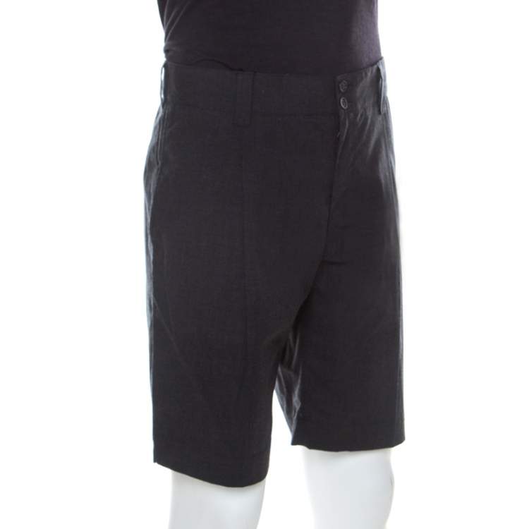 Pre Owned Dolce & Gabbana Grey Micro Houndstooth Cotton Shorts L