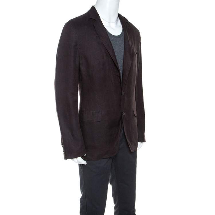 مملوكة مسبقًا Dolce & Gabbana Brown Linen Blazer XL