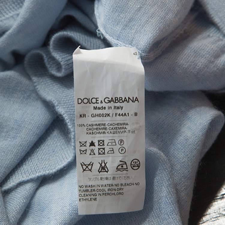 Pre Owned Dolce & Gabbana Light Blue Cashmere Sweater M