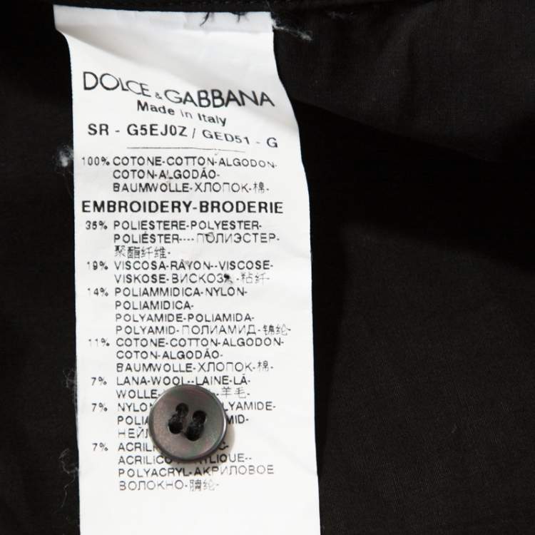 Pre Owned Dolce & Gabbana Black Cotton Embroidered And Embellished Gold Shirt M