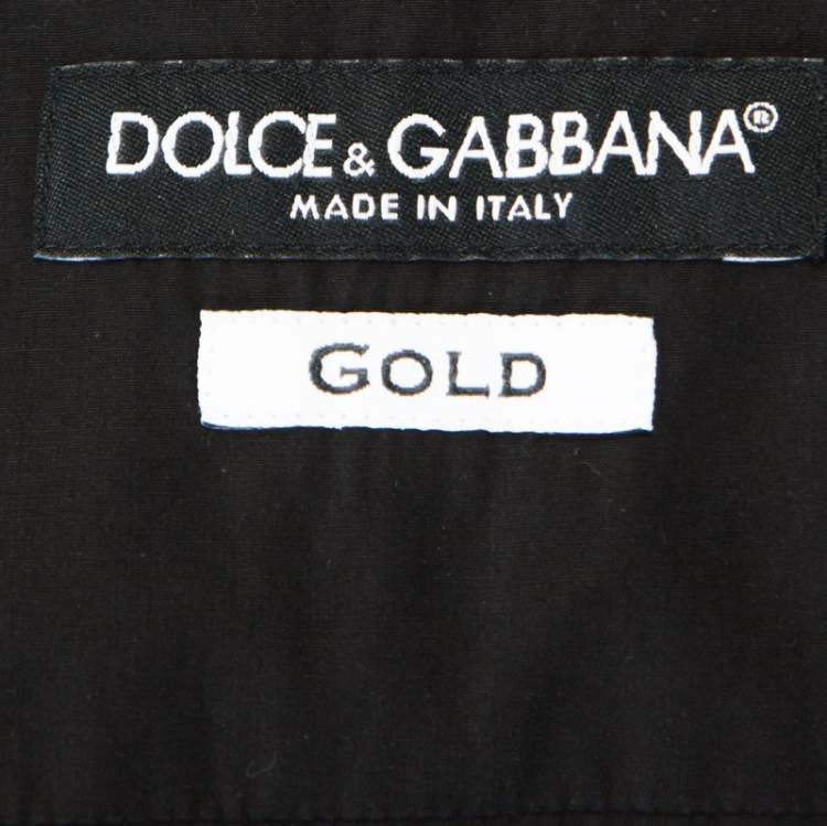 Pre Owned Dolce & Gabbana Black Cotton Embroidered And Embellished Gold Shirt M