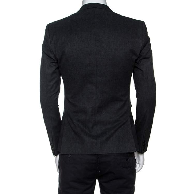 Pre Owned Dolce & Gabbana Dark Grey Cotton Two Buttoned Blazer S